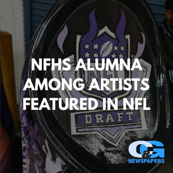 C&G News article highlighting Just by Juliana as NFHS alumna featured in NFL-themed Detroit art contest