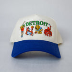 Front view of Royal Blue Sport City Detroit wearable art hat by Just by Juliana